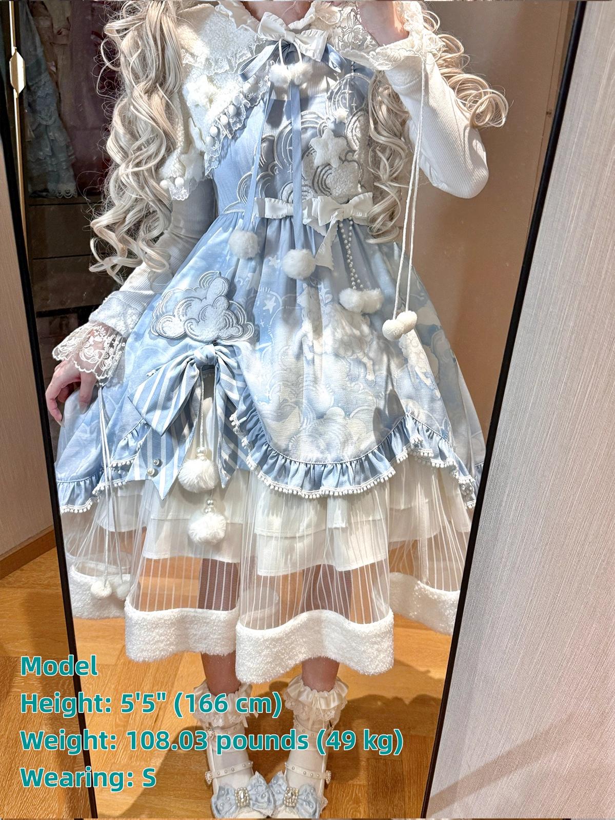 Letters from Unknown Star - Cloudscape Dream - Sweet Lolita JSK Suit, Fleece Cape 44222:800798