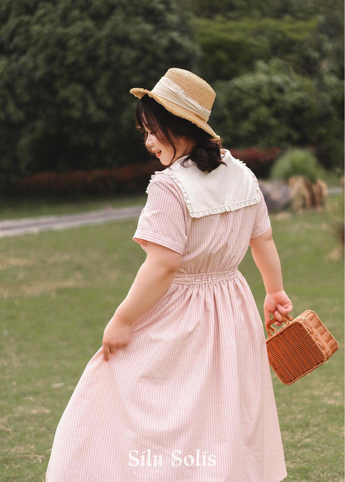 Endless Forest - Summer Striped Classic Lolita OP Dress, Short Sleeve