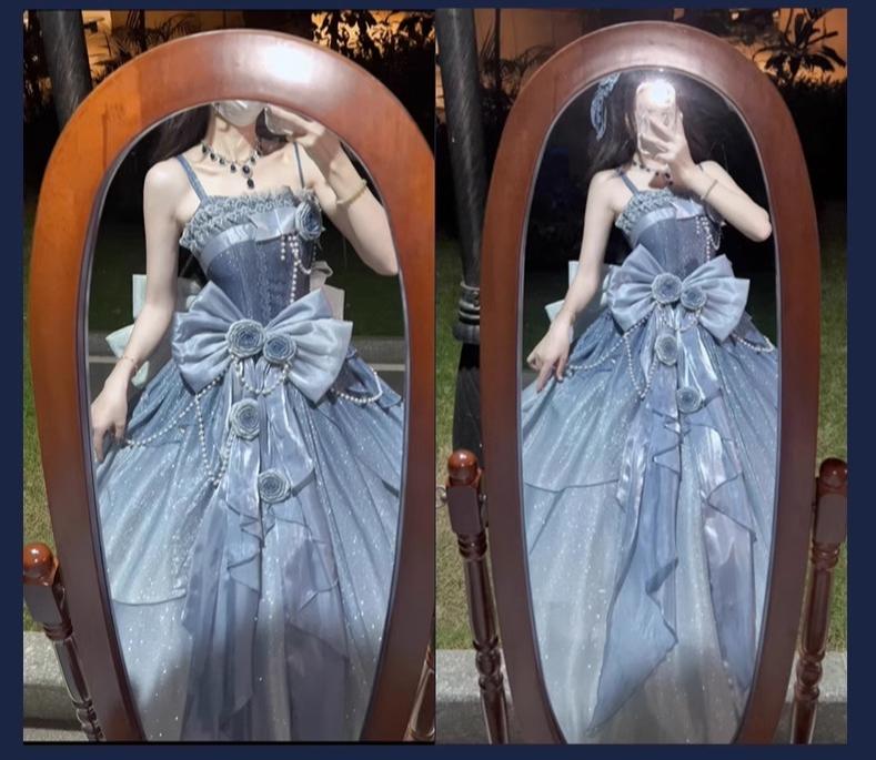 Nectarine White Tea - Captivating Starry - Wedding Lolita Dress Elegant Bridal JSK 37764:566924