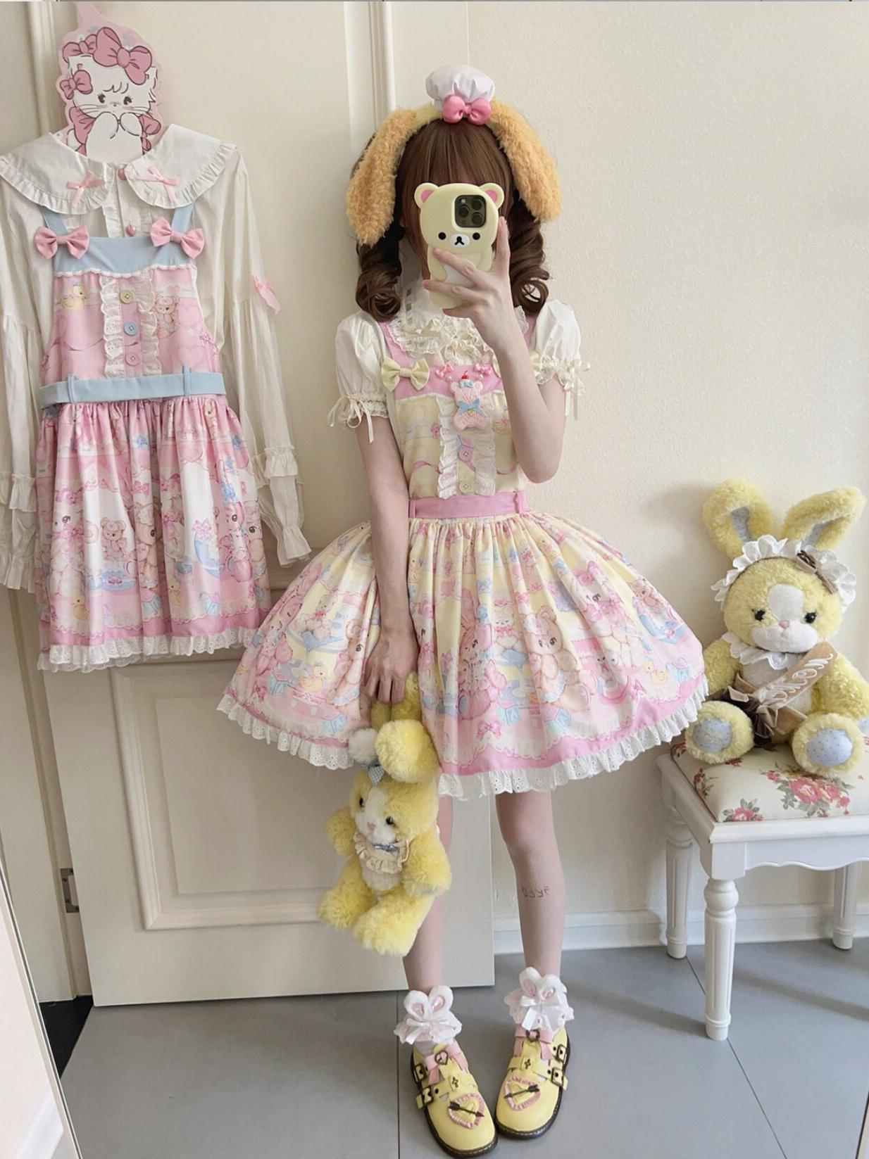 Bear Sweet - Printed Sweet Lolita Salopette Dress 44870:829581