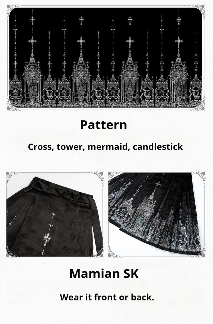 With PUJI - Letter and Poetry · Raven's Night Song - Oriental Aesthetics Gothic Lolita Dress Set