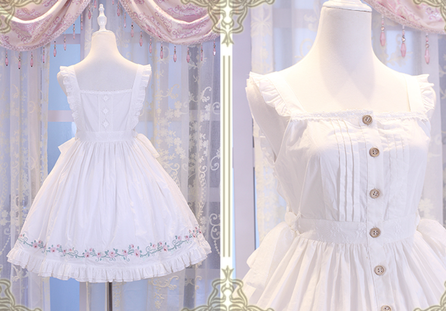 Chess Story - Rosebud Manor Version 2.0 - Vintage Country Lolita Embroidered JSK Smocked Dress
