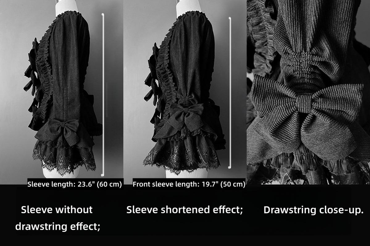 Midnight in Versailles - Gothic Lolita Hime Sleeve Blouse & Floral Skirt 44495:810546