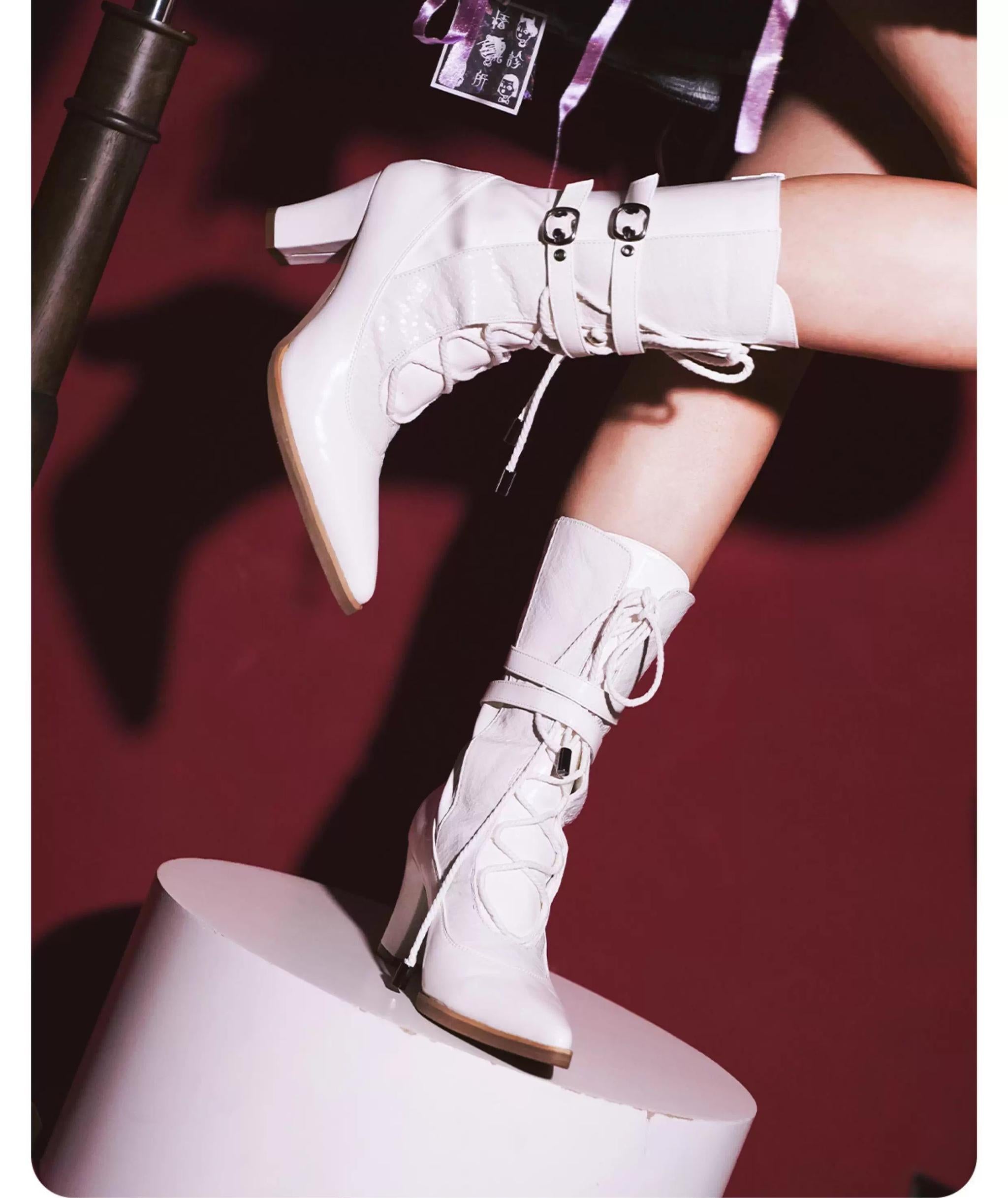 MODO - Gothic Lolita Heel Shoes, Faux Snakeskin Texture