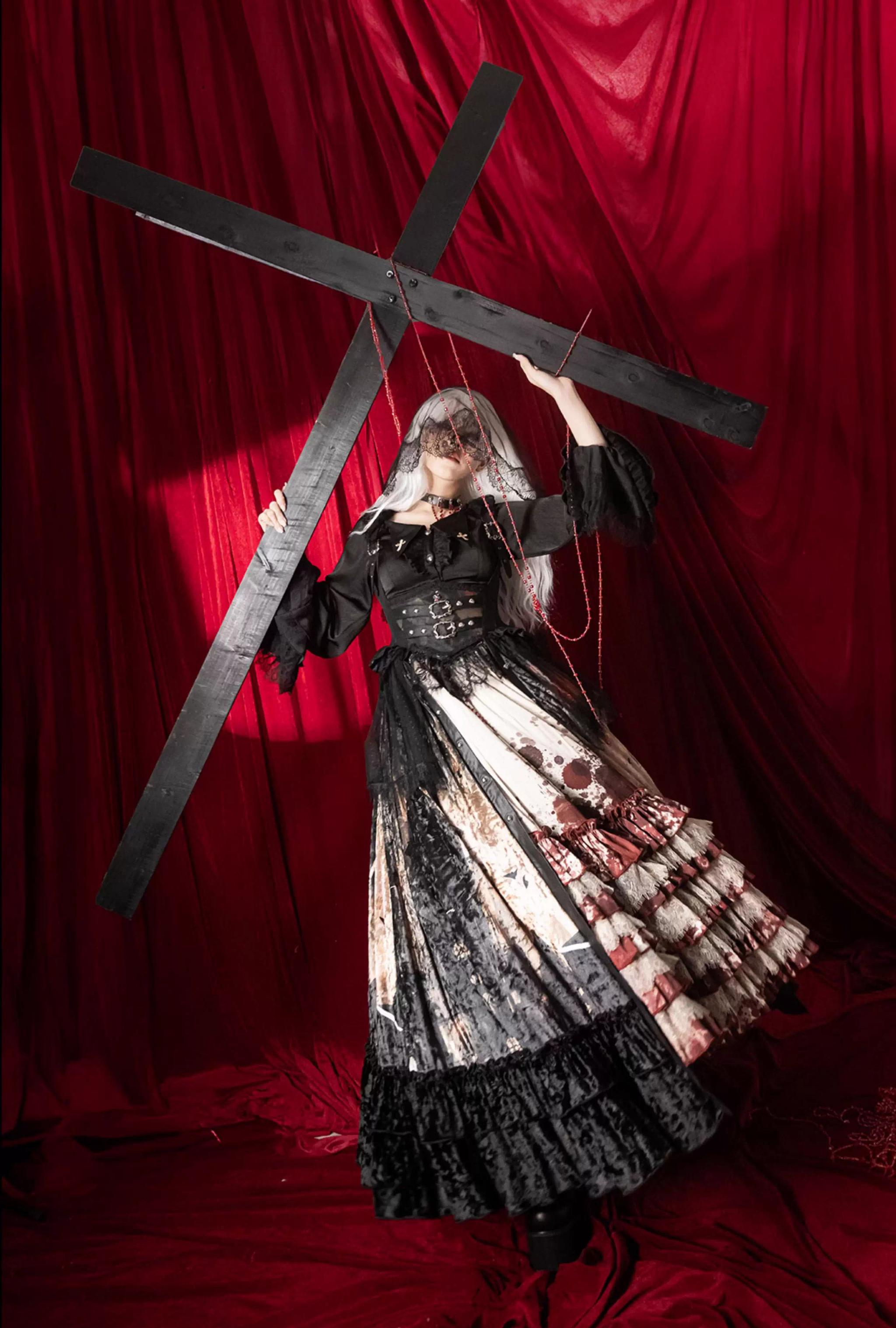 Caged Bird Hotel - Heretic Nun - Halloween Gothic Lolita JSK Dress & Blouse Set