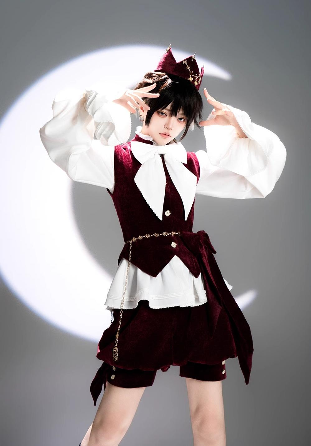 Princess Chronicles - Hare Hunter - Vintage Red Ouji Suit With Bunny Ear Hooded Jacket 42967:769885