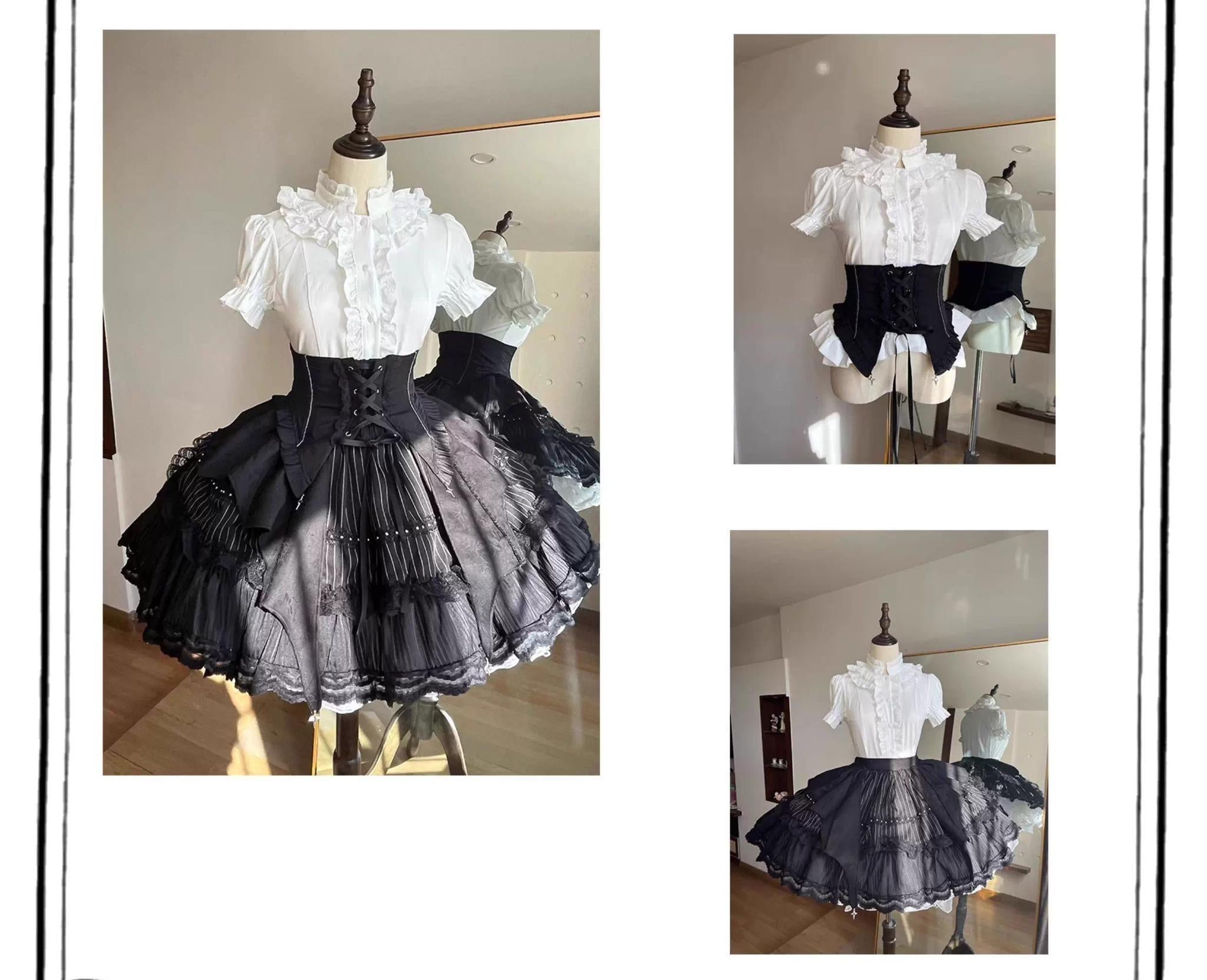 Twilight Song - Trace Bone - Black Gothic Lolita SK & Waist Cincher 43719:784304