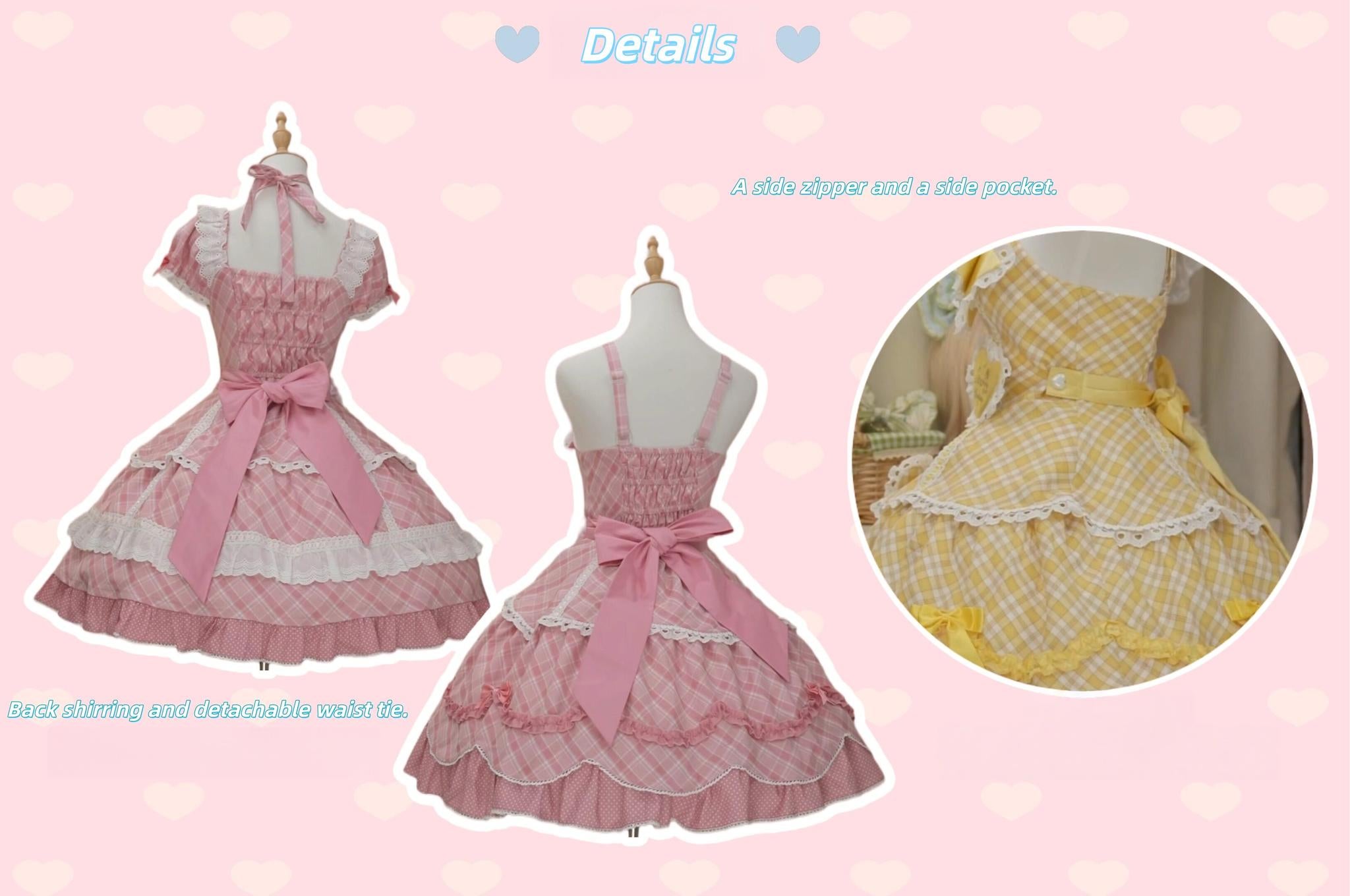 Shibuya Honey - Plus Size Sweet Lolita Plaid OP & JSK Dress 45210:840389