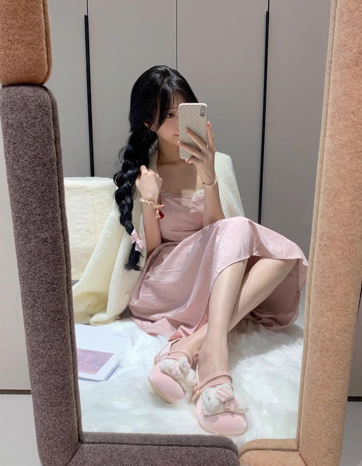 Sheep Puff - Mimitty Rabbit - Kawaii Lolita Low Heel Shoes Plush Bunny Spring Lolita Shoes