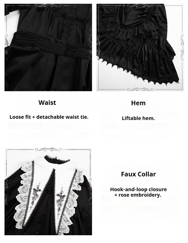 Dawn Bell & Dusk Song - Gothic Lolita Velvet OP Dress, Back Zipper
