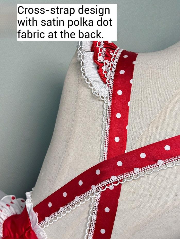 Shuang Sheng Xiao Xiong - Bite The Cake - Sweet Lolita Dress, Red & White Polka Dots