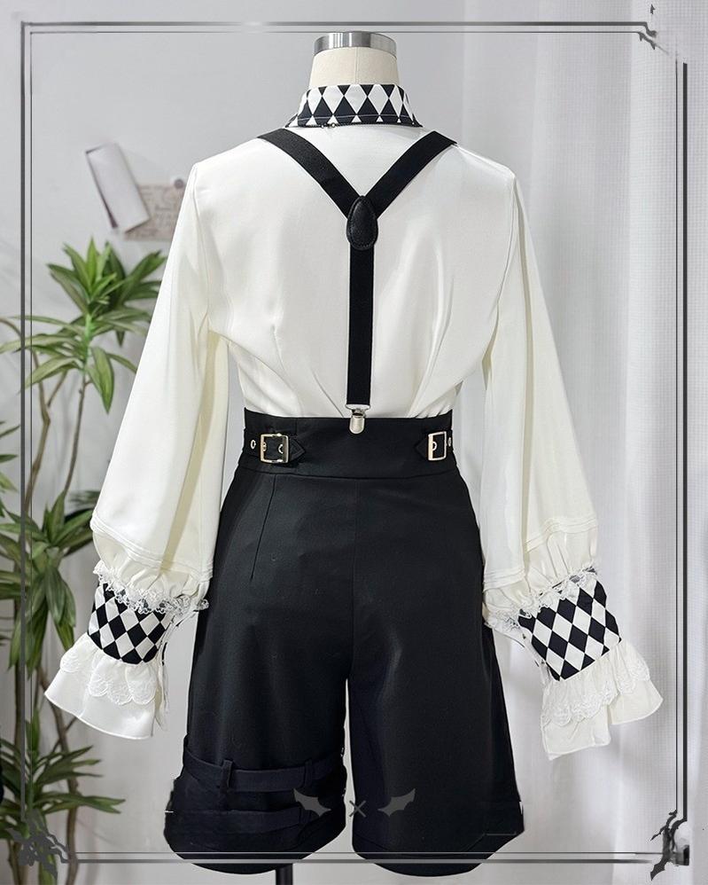 CastleToo - Fantasy Wonderland - Ouji Lolita Checkered Blouse with Suspenders Pants and Cape 42735:751572