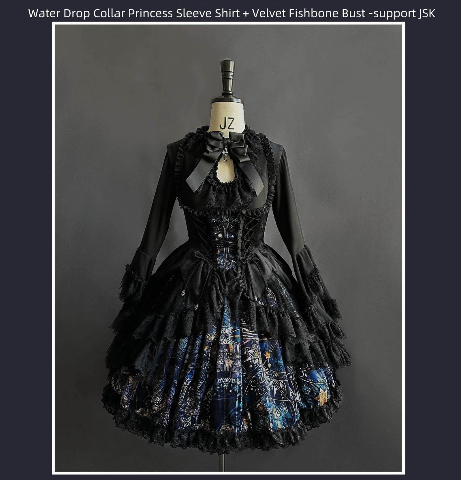 SUSIN - Night Traveler - Classic and Elegant Gothic Dress with Colorful Window Prints