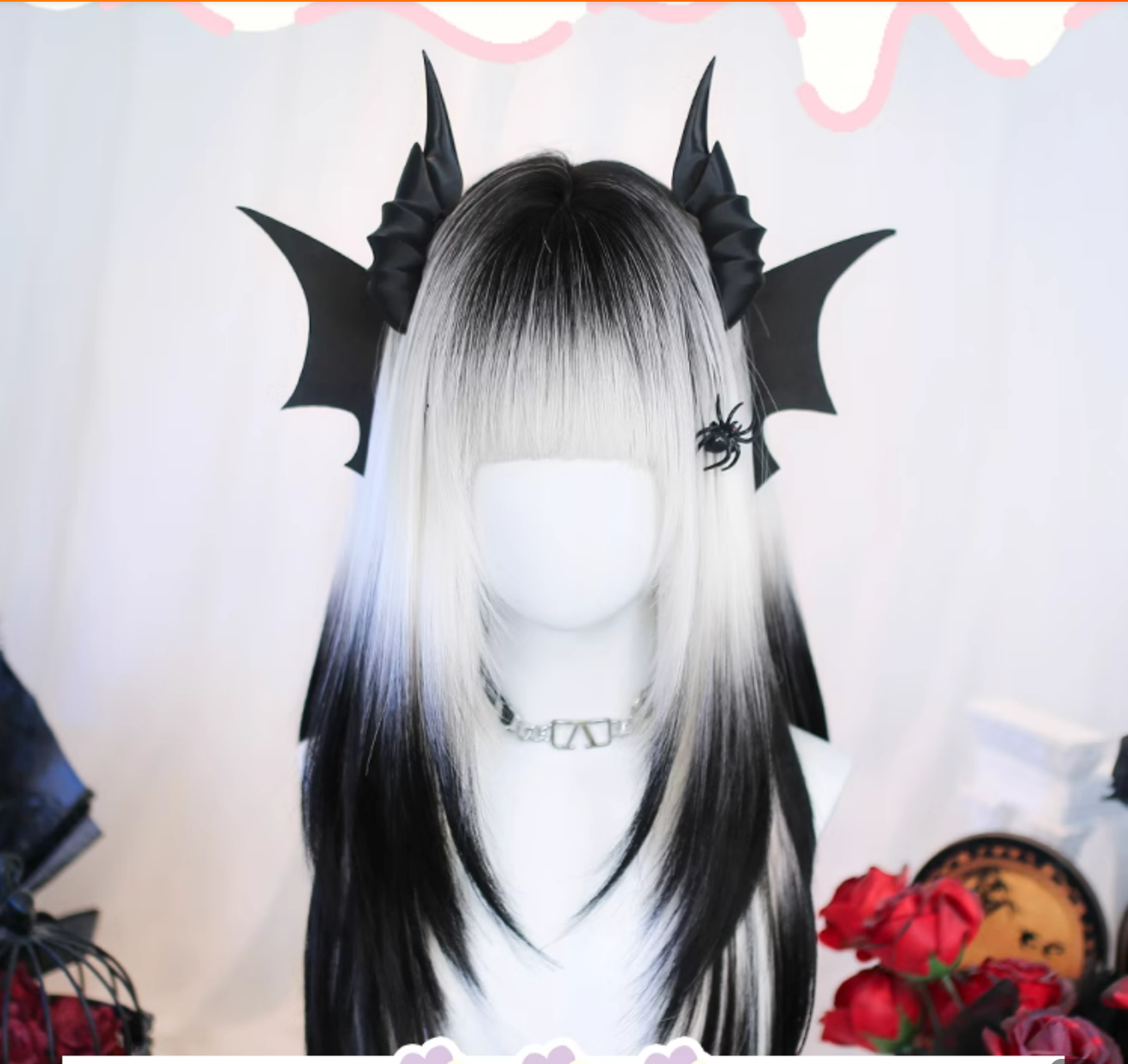 Dalao Home - Crow Pact - Gothic Lolita Layered Wig, Black and White Gradient