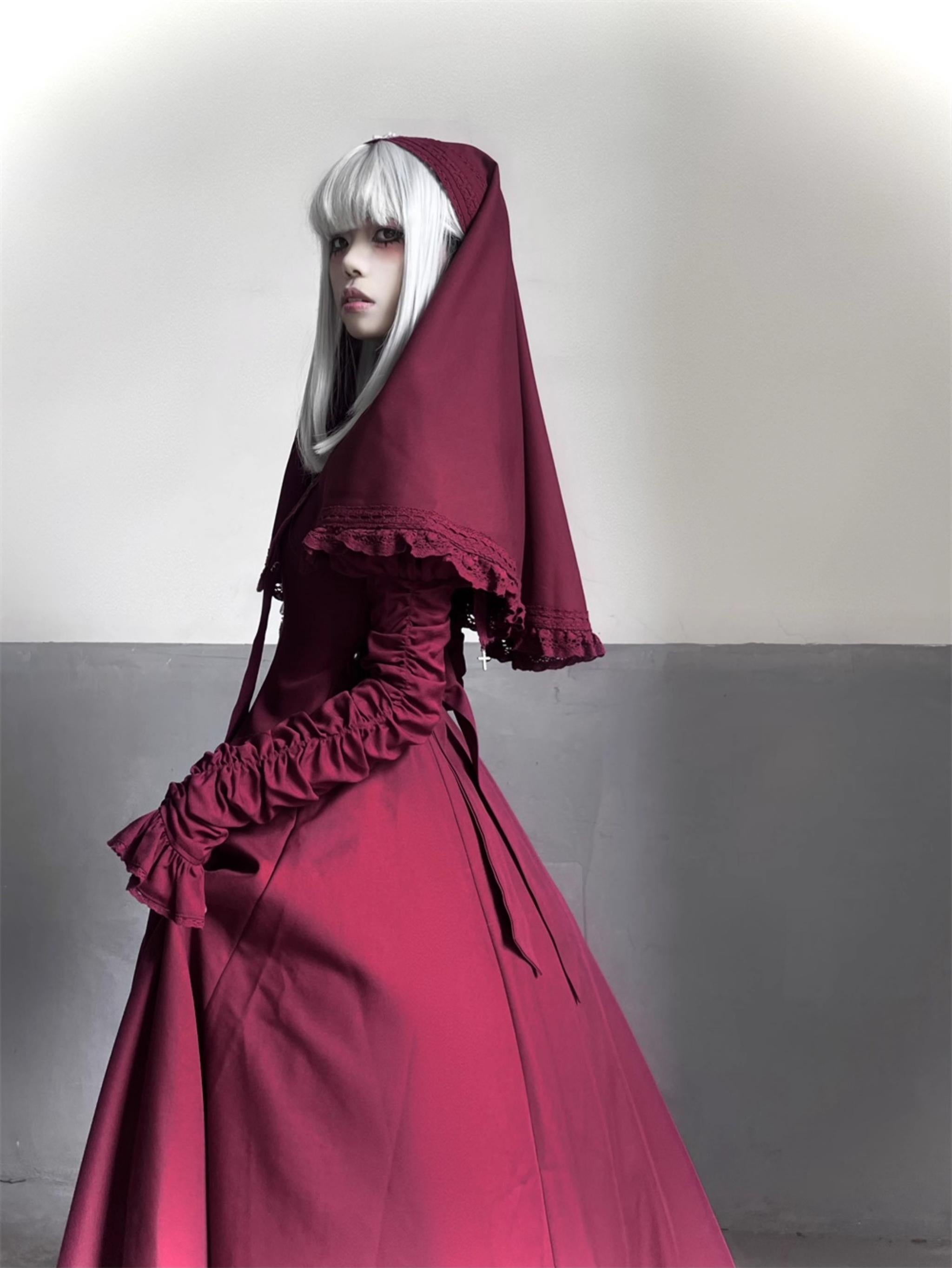 LeMiroir - Moonlit Prayer - Mutton Sleeve Nun Lolita OP Dress, Gathered Sleeve
