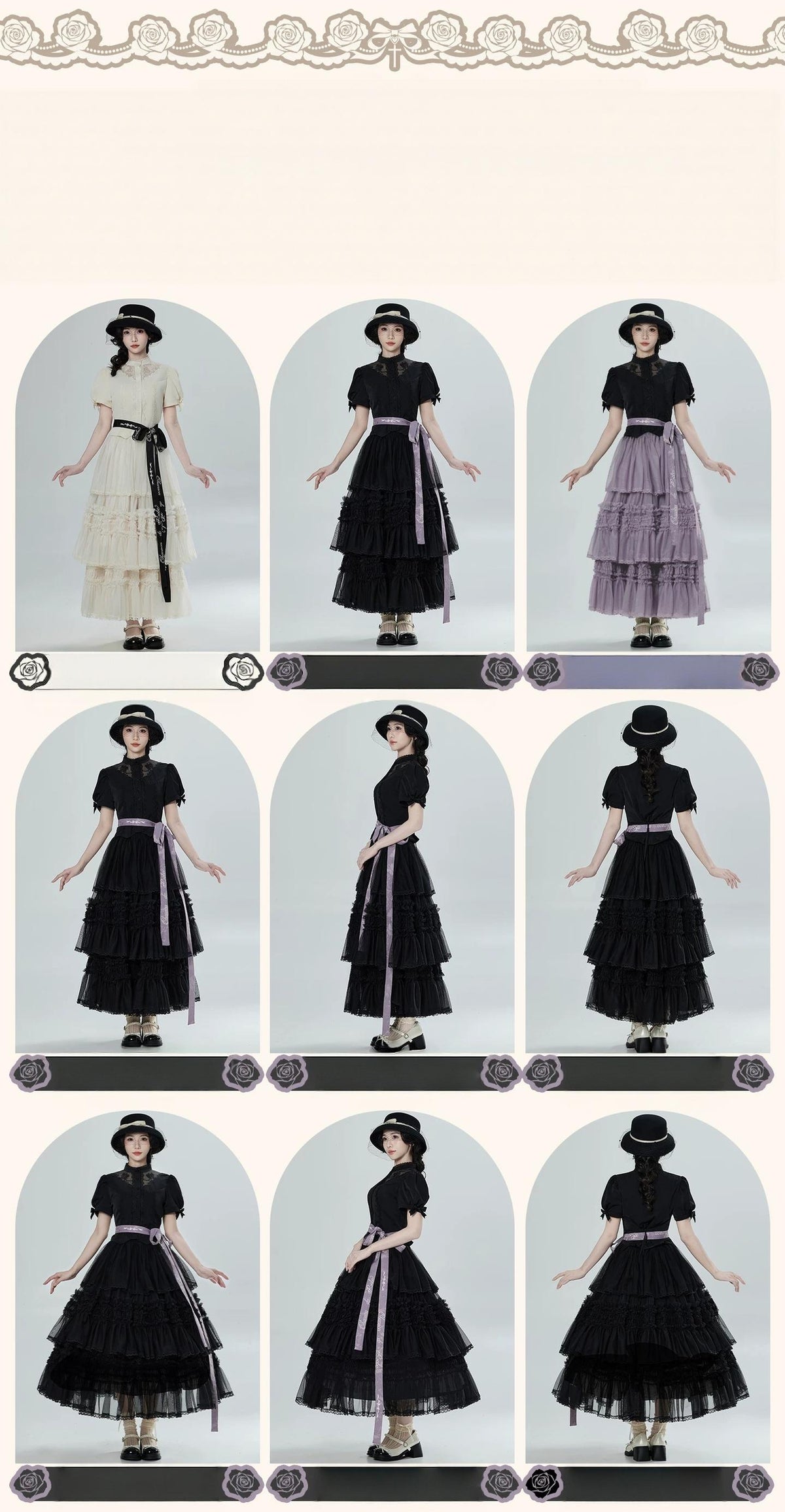 Glass Floral Garden - Classic Lolita Blouse and SK Set, Butterfly Embroidered 45978:870306