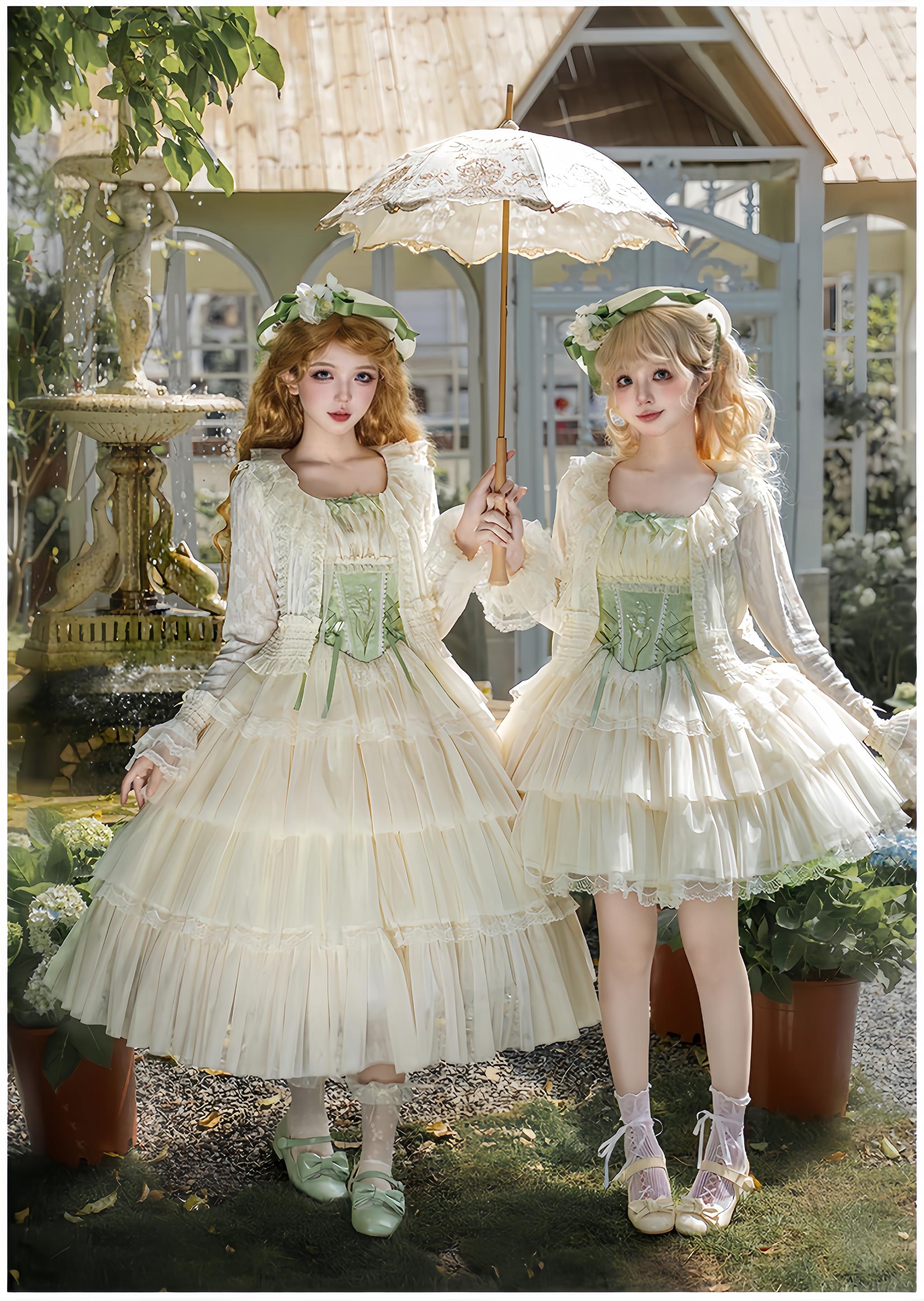 Lily of the Valley Whisper - Embroidered Classic Lolita Corset JSK Dress
