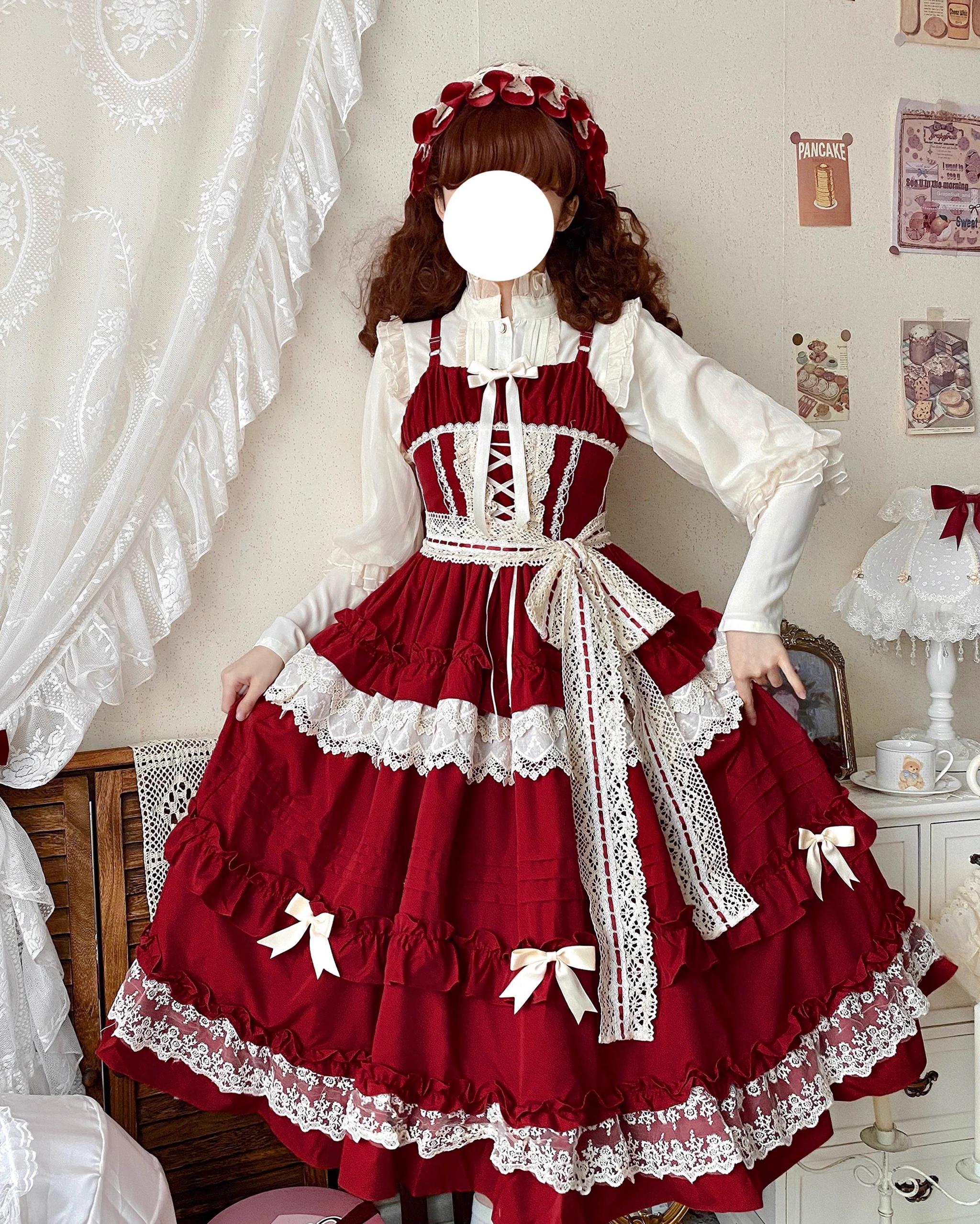 Qianmu - Lilianne - Elegant Lolita Ruffled Hem JSK Dress Multicolors (M S) 34328:454004