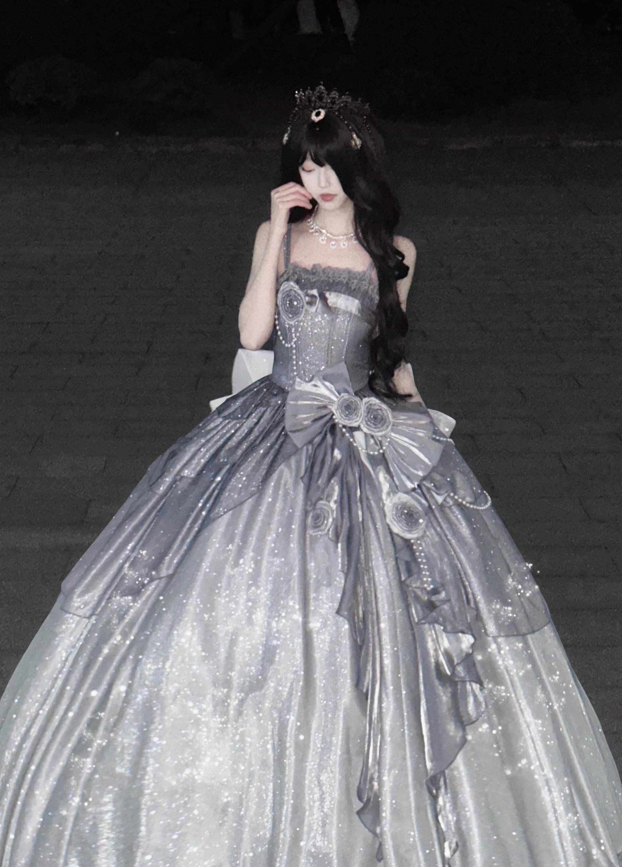 Nectarine White Tea - Captivating Starry - Wedding Lolita Dress Elegant Bridal JSK 37764:719832