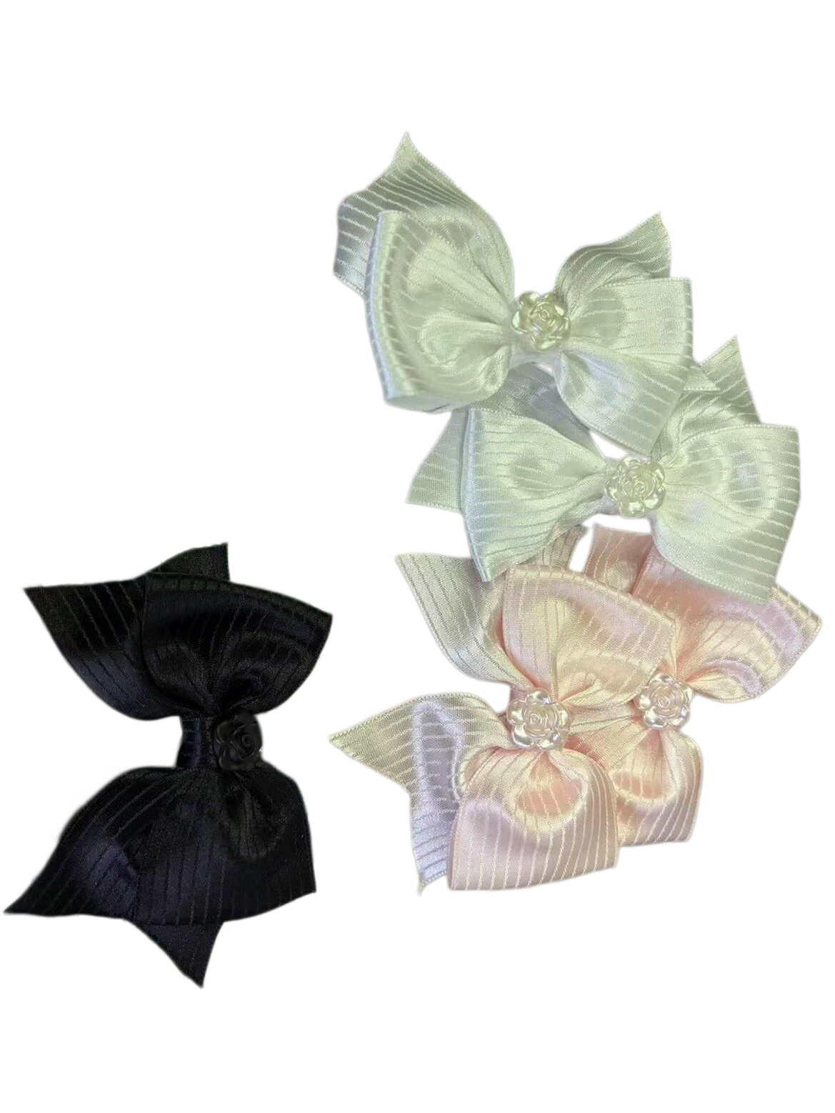 Sugar Heart Rose - Cotton Old School Lolita SK with Ruffled Hem A Pair of Hairclips Only - White (choose S) S