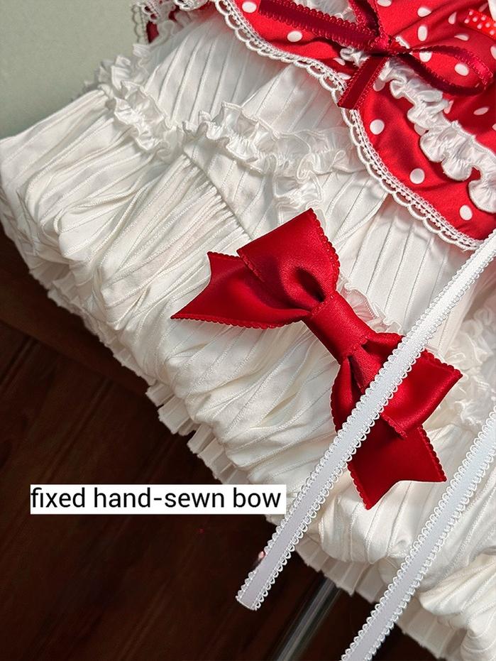 Shuang Sheng Xiao Xiong - Bite The Cake - Sweet Lolita Dress, Red & White Polka Dots