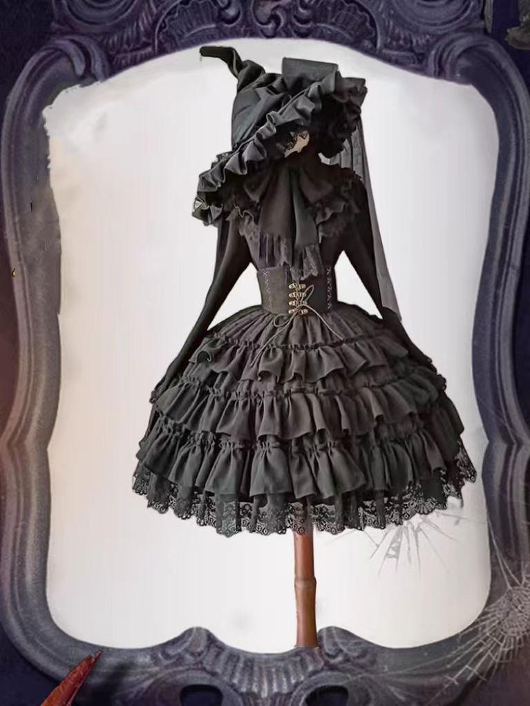 Teddy Bear - Wedding Lolita Petticoat Princess Underwear Extended Base Skirt S-M Black / 19.7" (50 cm)