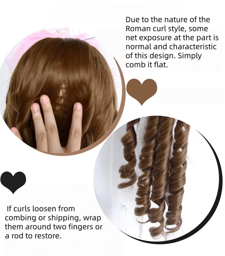 Sinwavy - Doll-like Roman Curl Lolita Wig, Straight Bangs 44137:797042