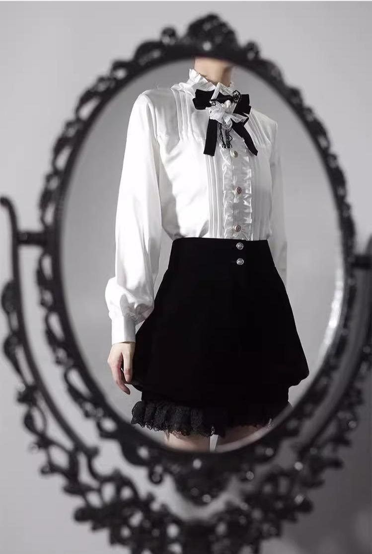 CastleToo - Erosion Heart F-Type - Ouji Lolita Suit Black Velvet Shorts and Skirt 40628:669922