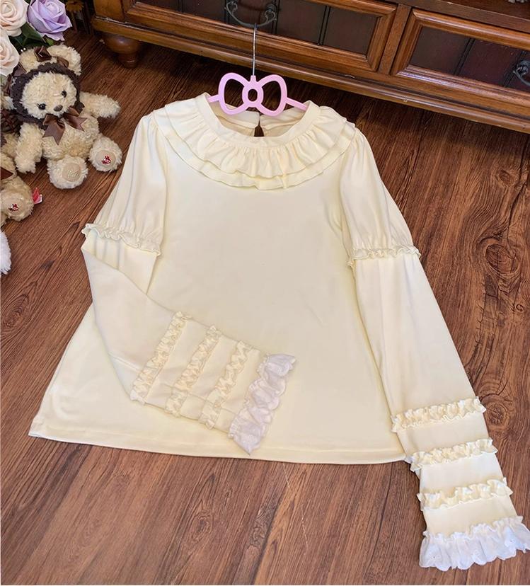 Chubby Cat Diary - Kawaii Lolita Ruffled Long Sleeve Innerwear 44053:793799