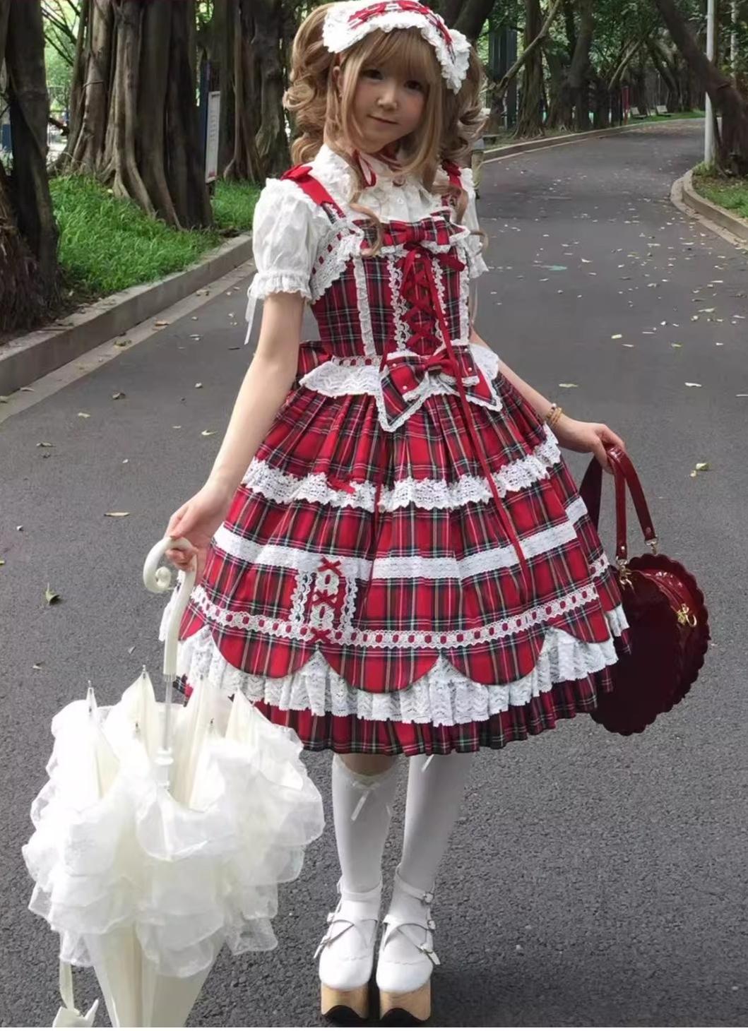 Cream Petal - Cotton Old School Lolita JSK, Layered Tiered Hem 44538:812497