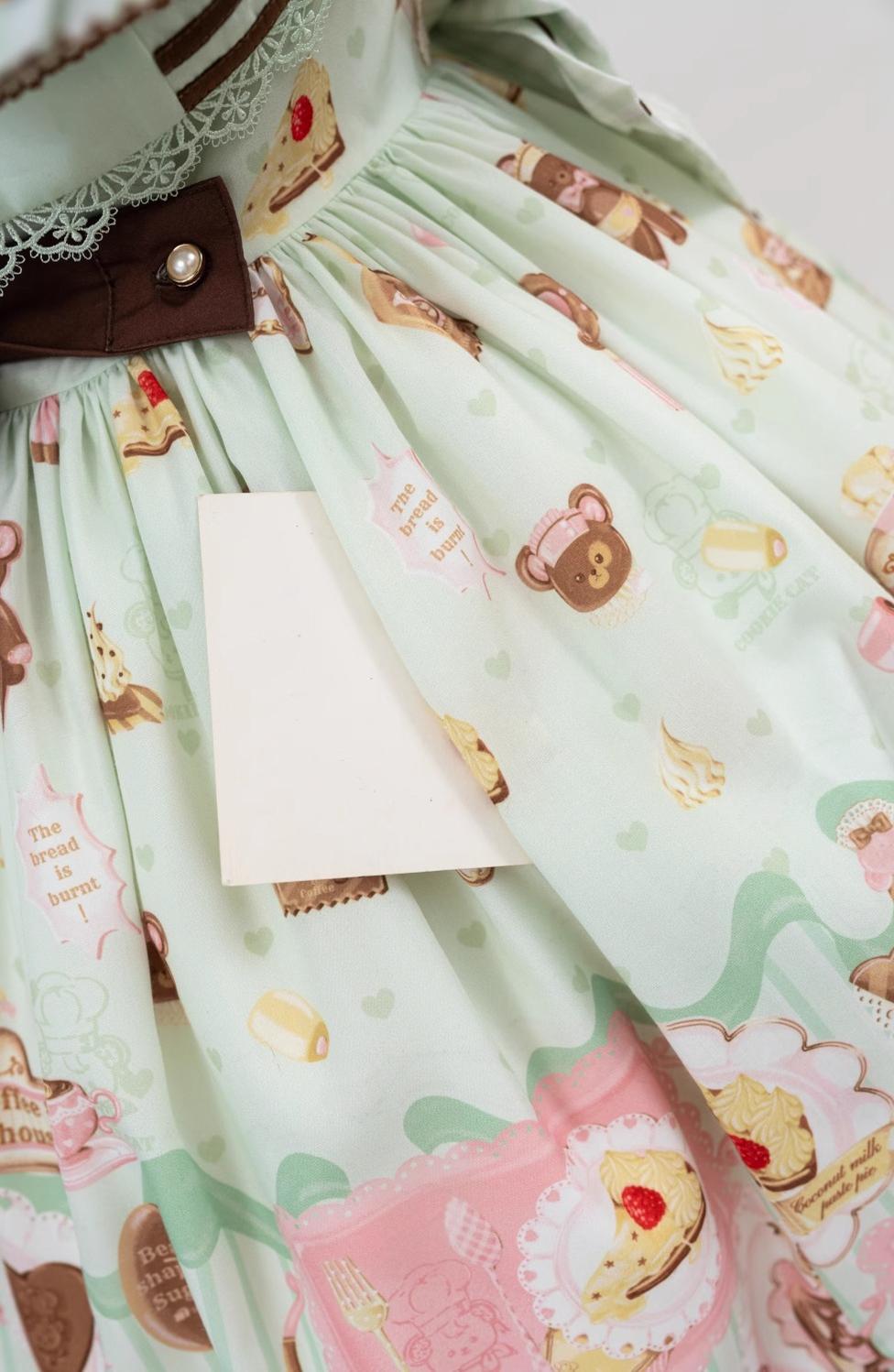 Babyblue - Dream Teahouse - Dessert Print Kawaii Lolita OP Dress Suit 43332:773691
