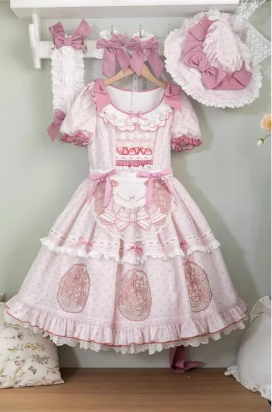 Berry Trap - Embroidered Sweet Lolita OP Dress, Polka Dot