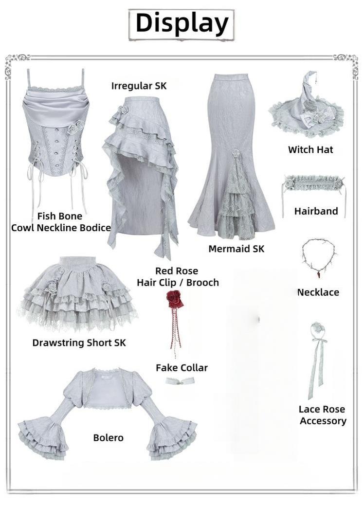 With PUJI~Letter and Poetry · Twilight~Gothic Witch Lolita SK Suit Bodice Mermaid Dress 41706:772897