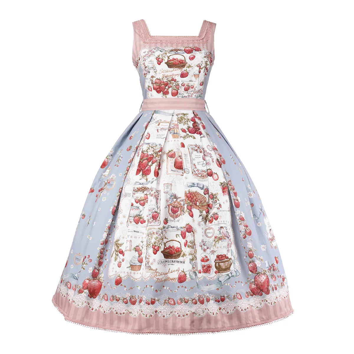 Strawberry Manor - Printed Sweet Lolita JSK Dress, Box Pleats (L M S XL) 45025:832906