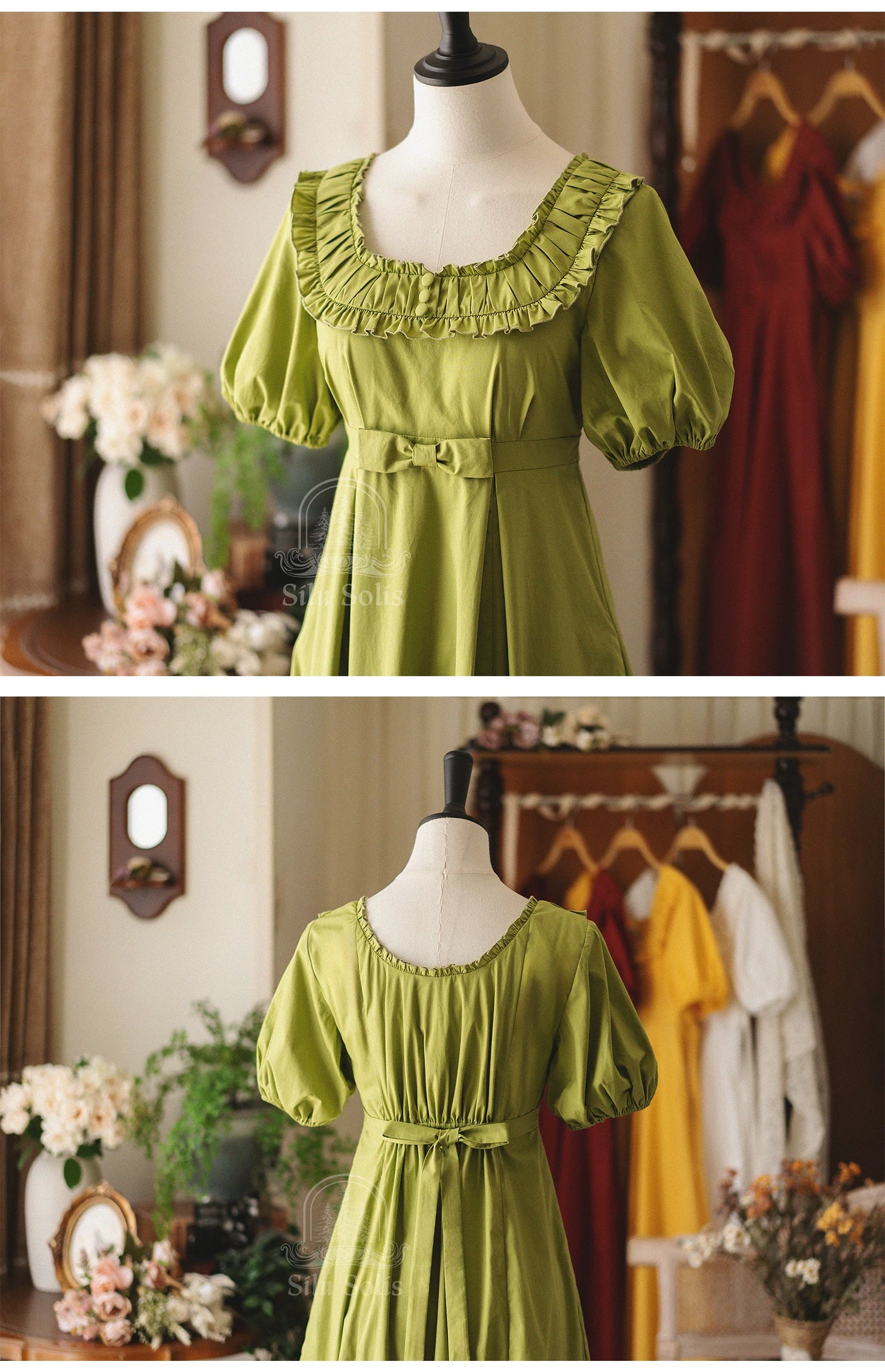 Morning Forest - Cotton Empire Waist OP Dress with Built-in Bra Pads
