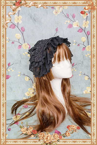 Infanta~Cake Tree~Classic Lolita JSK Dress Tiered Lace Dress S black hairband 
