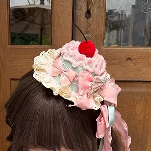 Bafei Honey Words - Sweet Lolita Embroidery JSK Dress, Tiered Hem Small Top Hat Only S