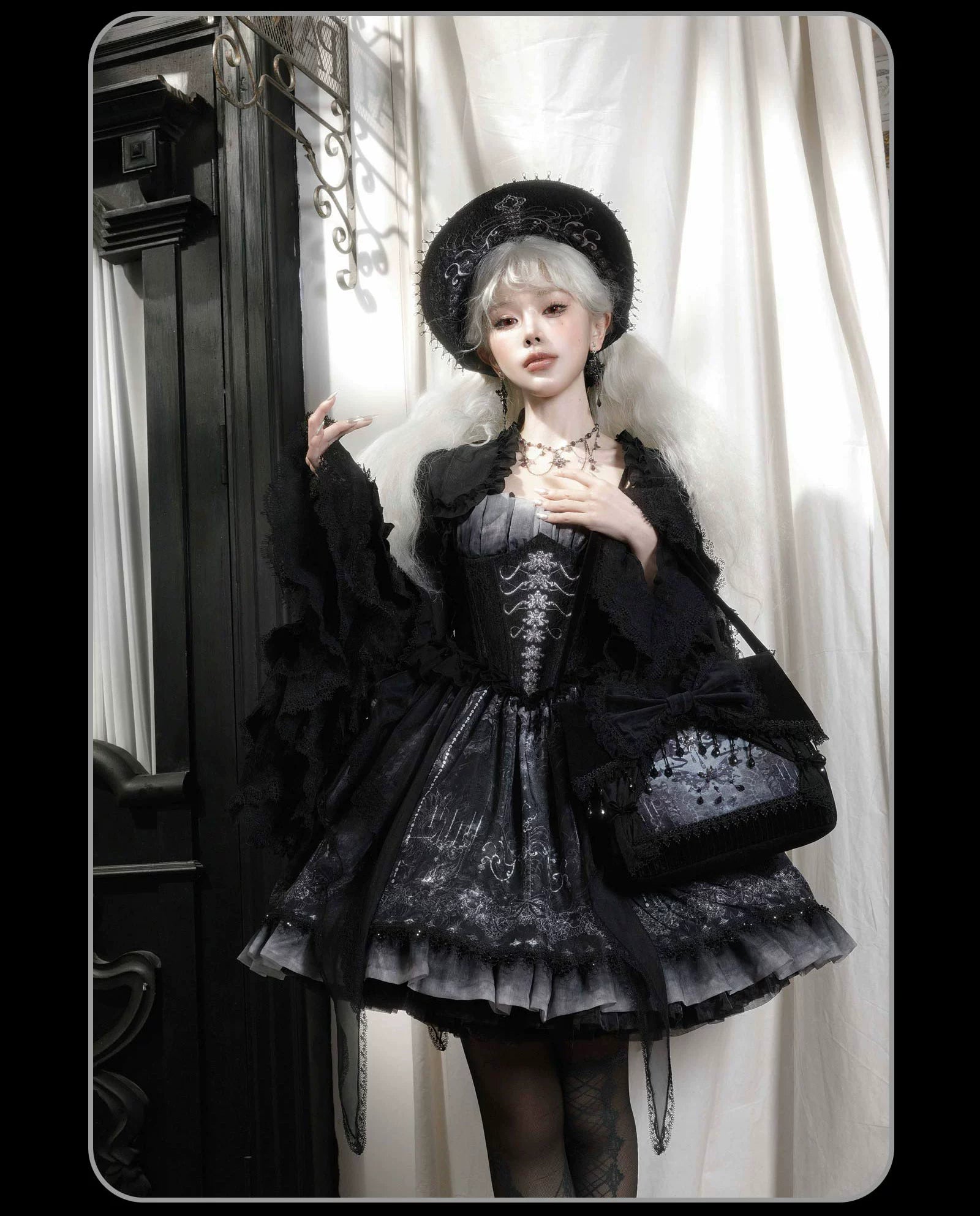 Susin Lolita - Bone-Eroded Butterfly - Gothic Lolita JSK & SK Set 44051:793318