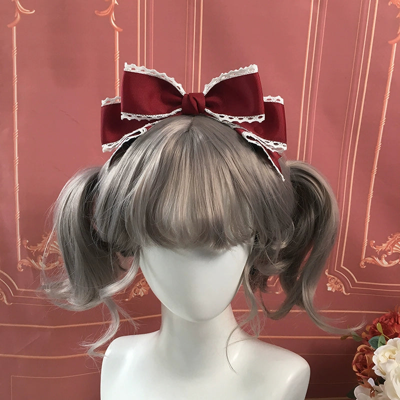 Qingyi Handmade - Sweet Lolita KC Multicolor Bow Lolita Headwear Dark wine red