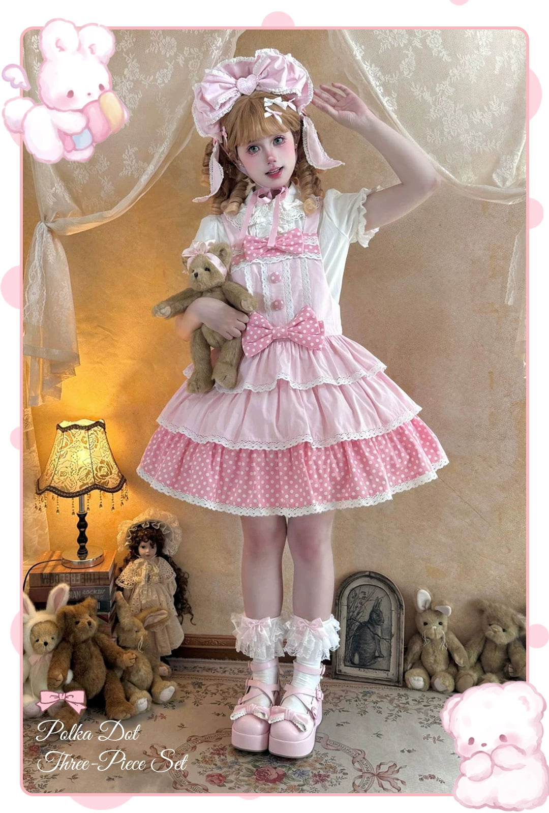 Cotton Sweet Lolita Polka Dot JSK & Salopette Dress 45589:853408