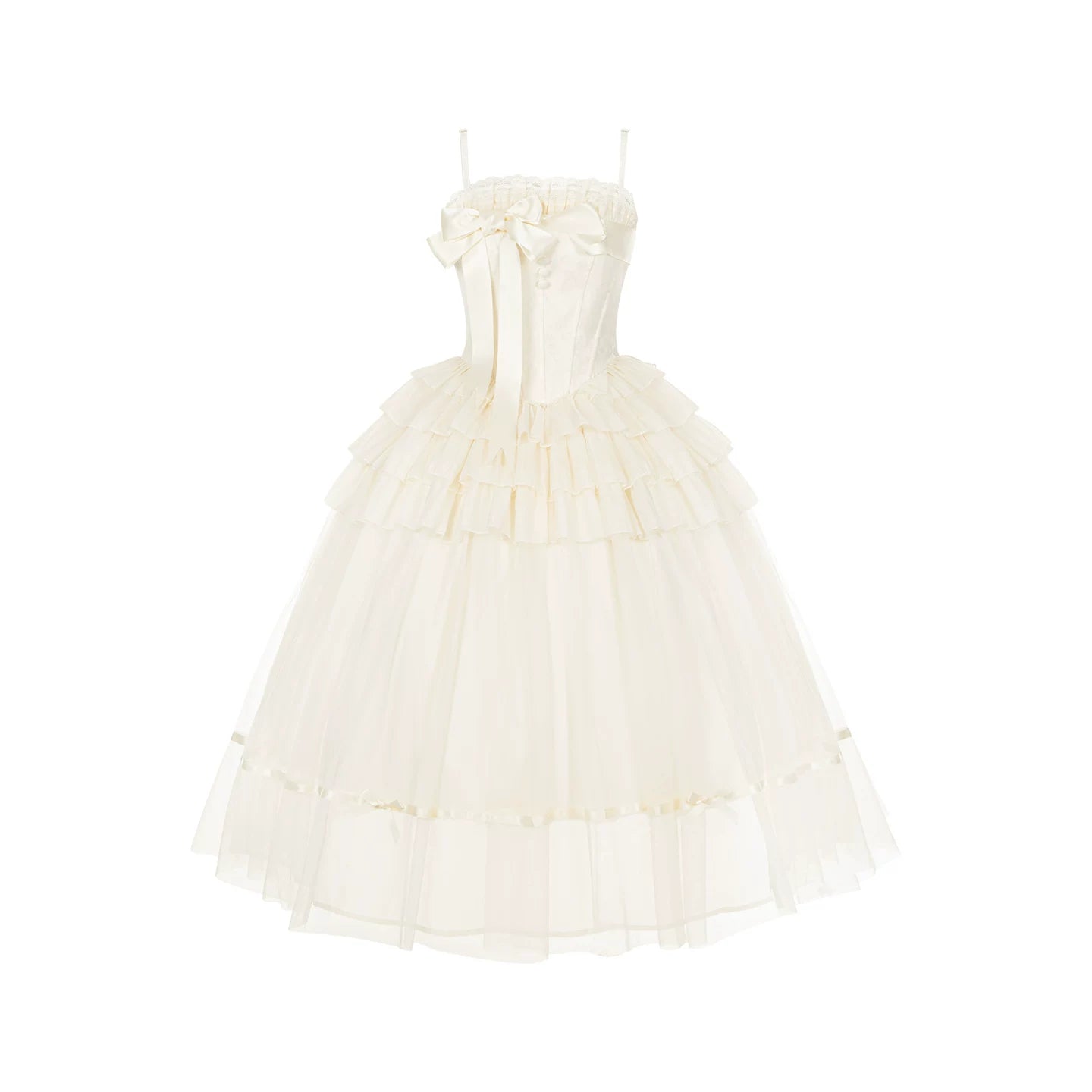 MistKiss Lily - Classic Lolita Tiered Hem JSK Dress, Fishbone Waist (L M S) 45318:853780