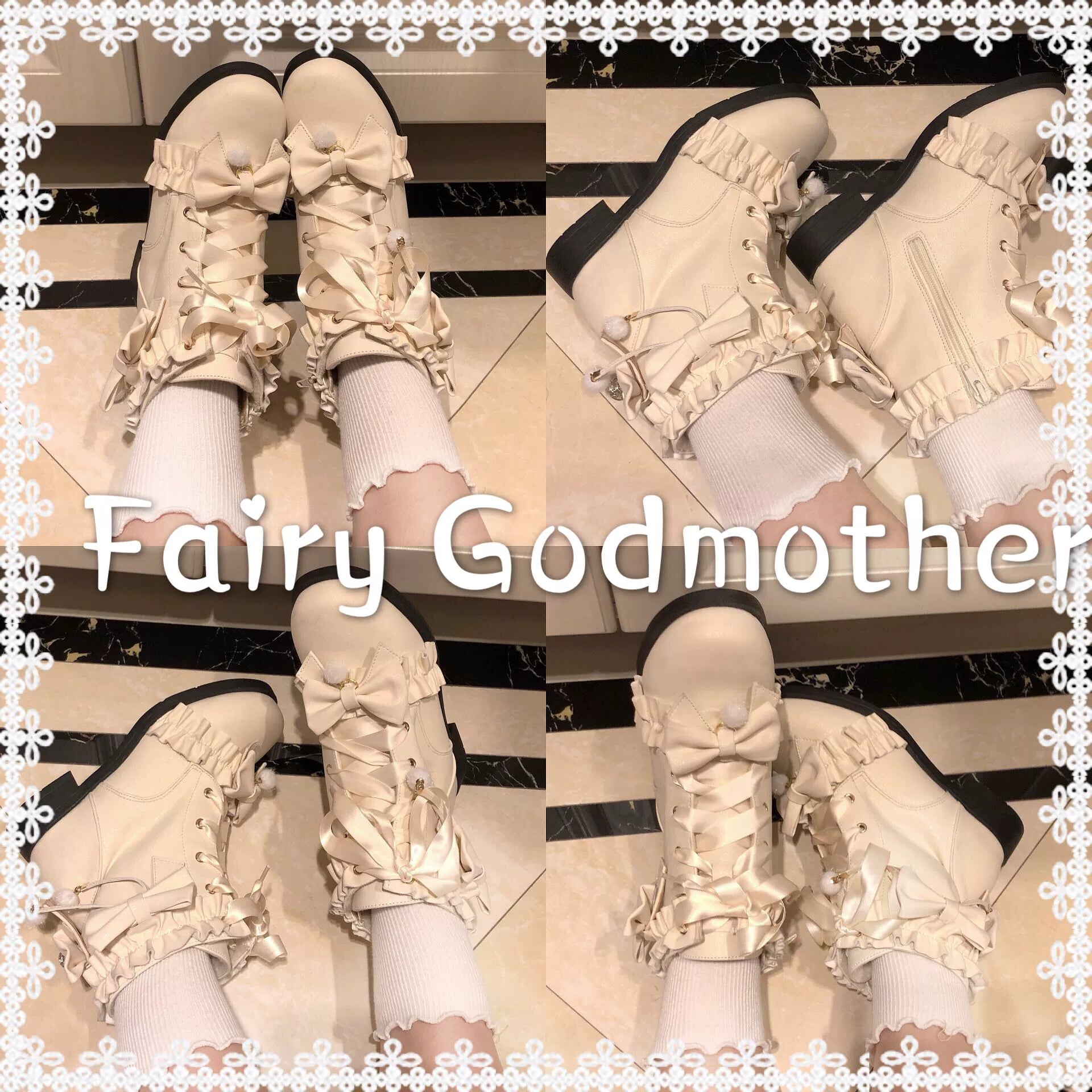 Fairy Godmother - Enthusiastic Ideation - Elegant Lolita Shoes Fleeced Short Martin Boots