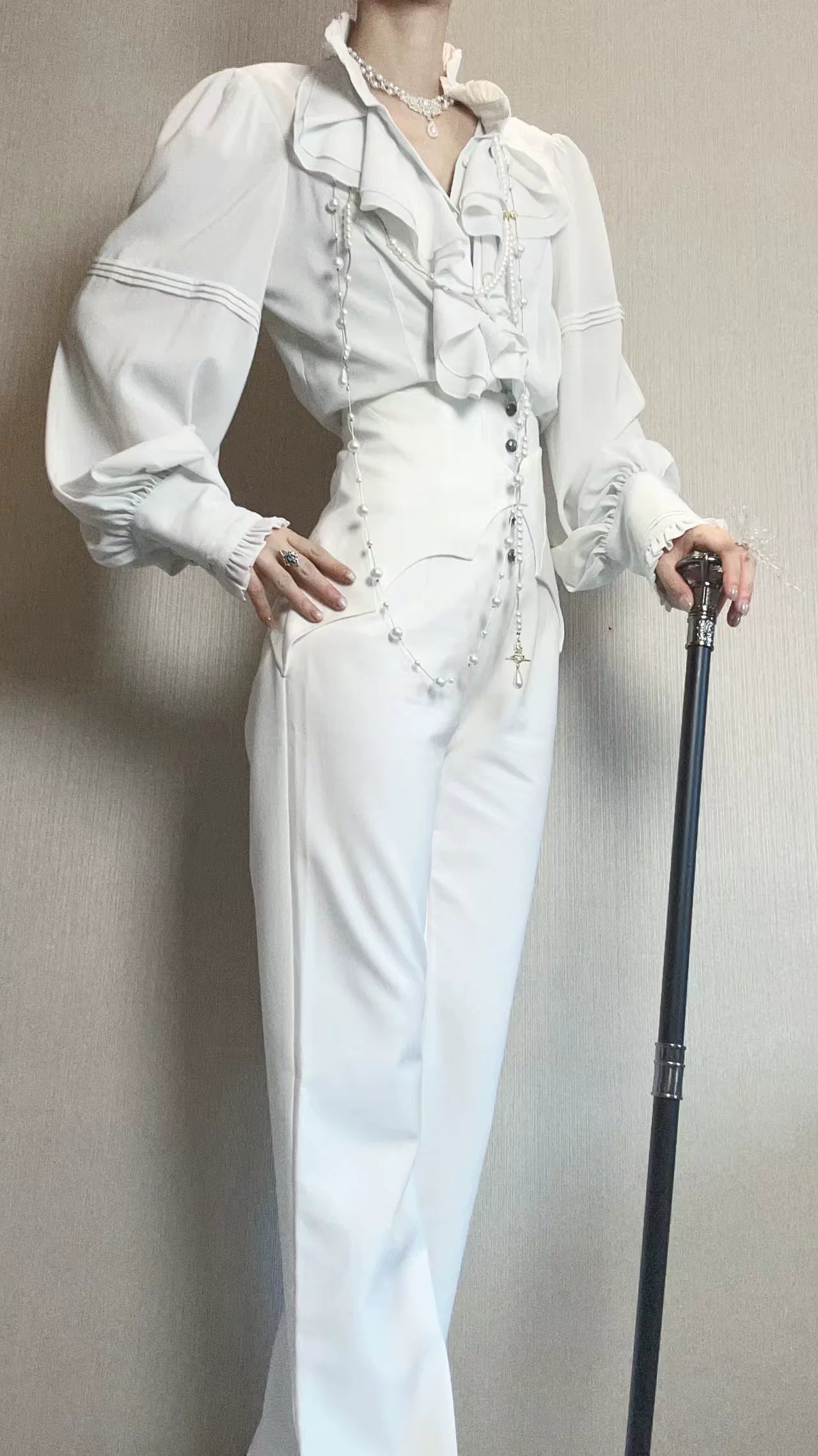 Earl of Drooping Wings - Ouji Lolita Flared Pants, Batwing Decoration 44550:812534