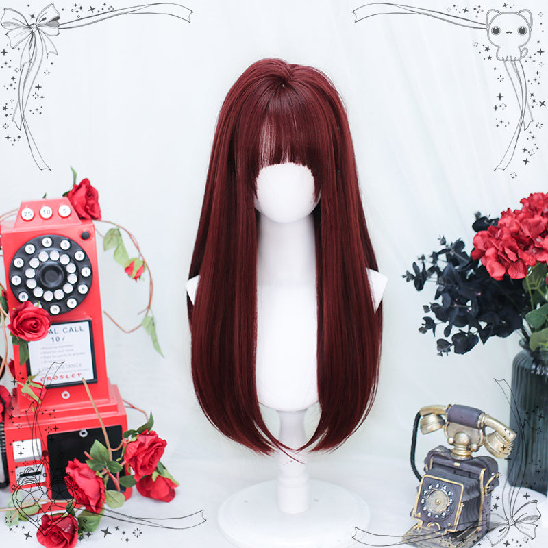 Dalao - Natural Lolita Wig Gentle Long Curly Hair Long Straight Hair Meilala Red