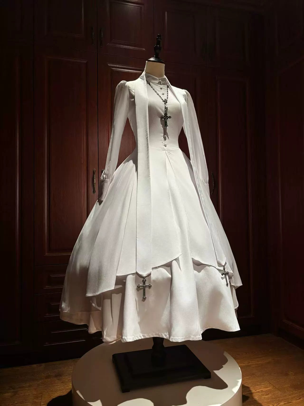 LetterfromGod - Night Watchman - Gothic Lolita OP Dress, Open-Front Hem (L M S XL XS) 43998:791587