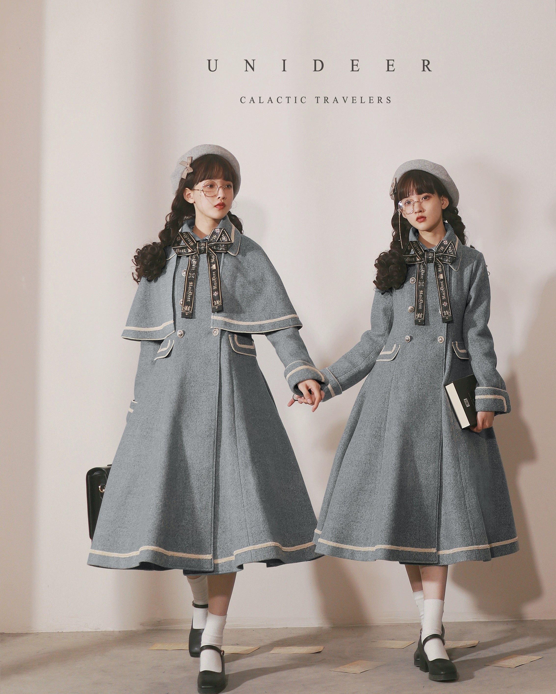 Unideer - Galaxy Traveler - Classic School Lolita Overcoat with Detachable Cape and Bow (2XL L M S XL) 39940:656460