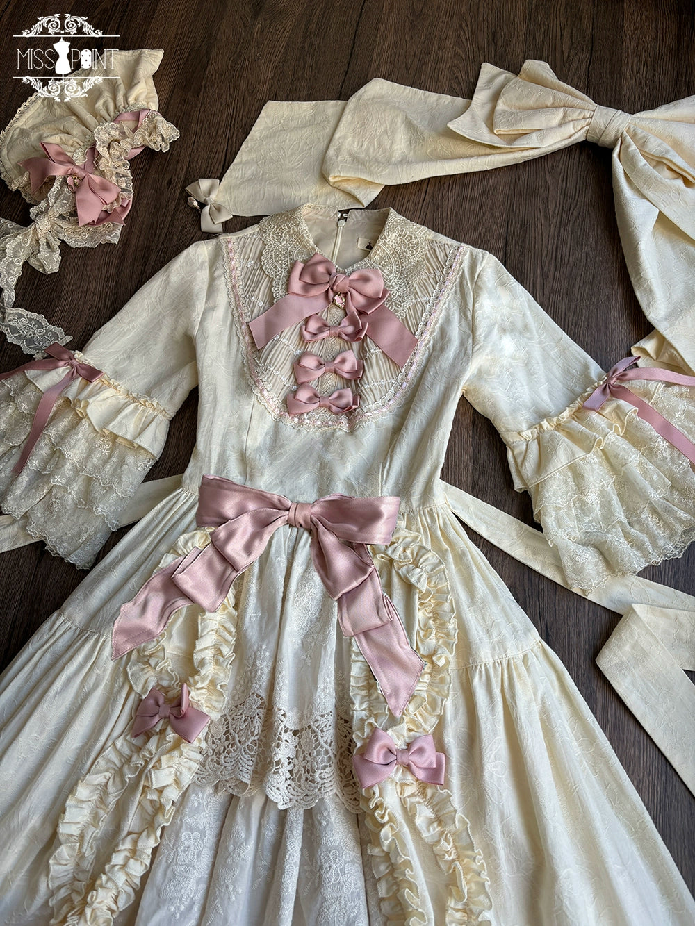 Miss Point~Lilyka Garden~Classic Lolita OP Dress Set Elegant Floral Wall Princess Sleeve 38832:606150