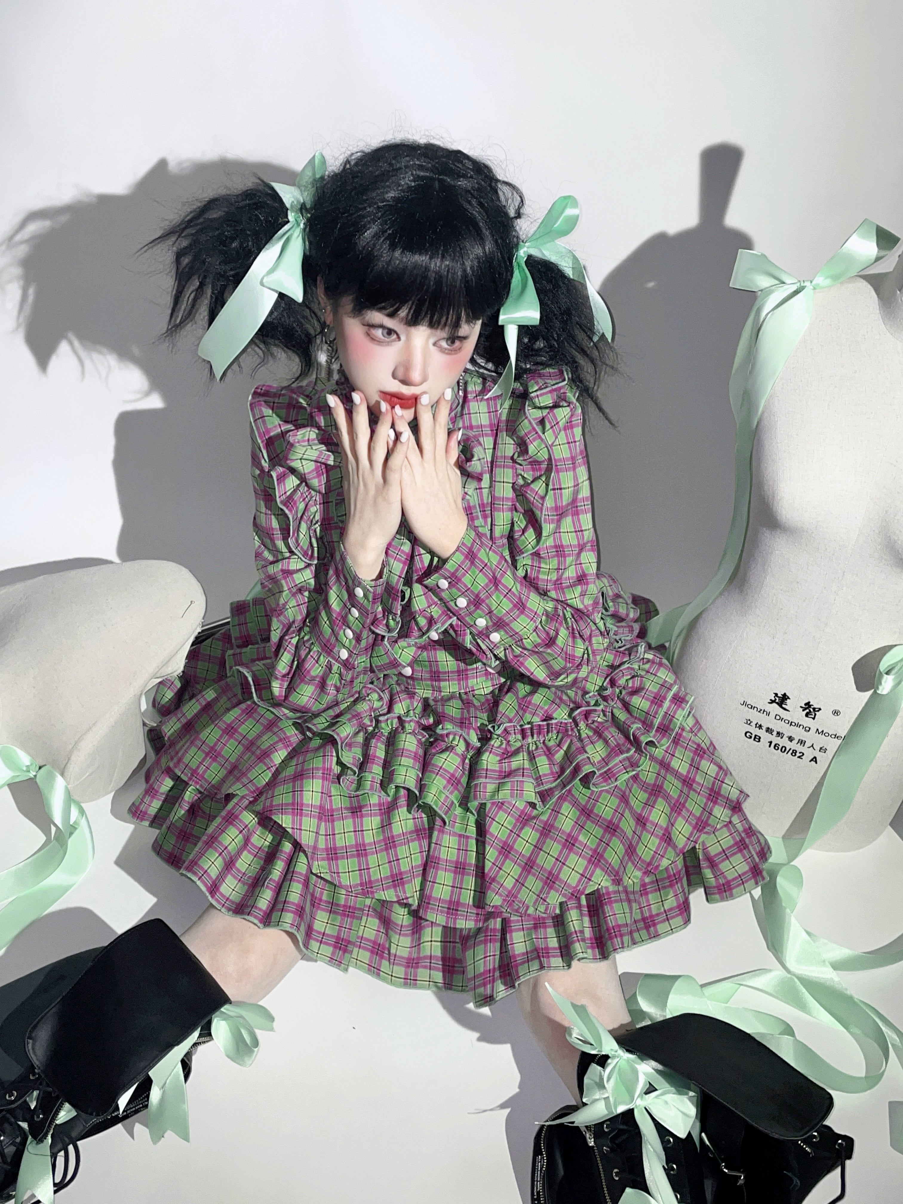 Humanoid Gift Box - Plaid Gothic Lolita Blouse & SK 44028:792583