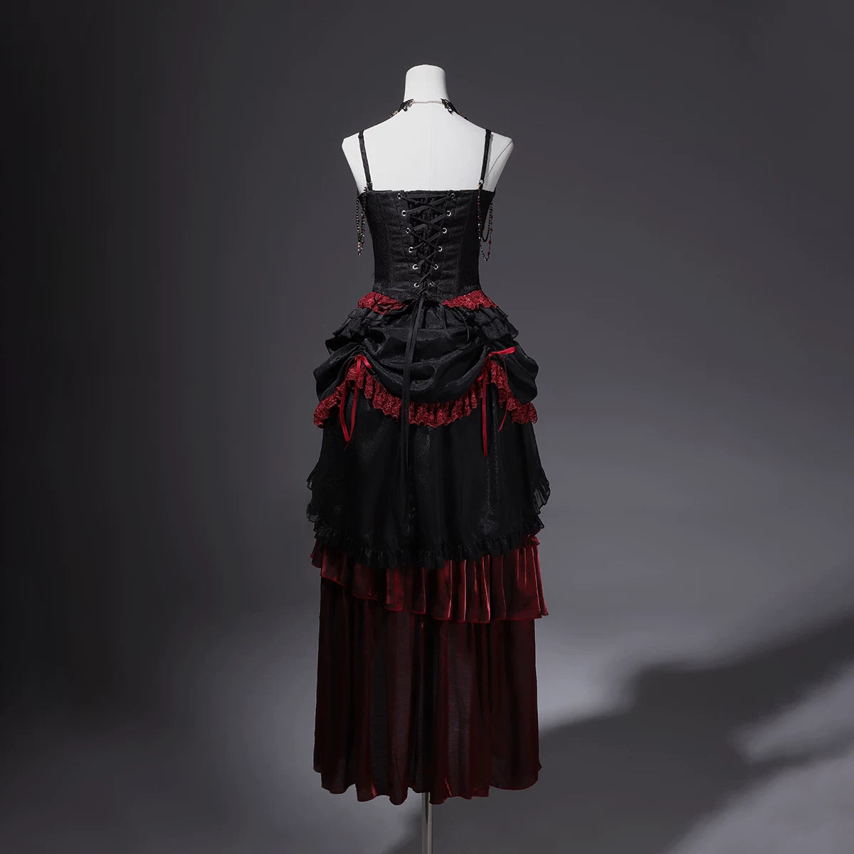 Bone Rot Bloom - Gothic Lolita Embroidered Camisole & Drawstring Lift-up Hem Skirt 45593:854827