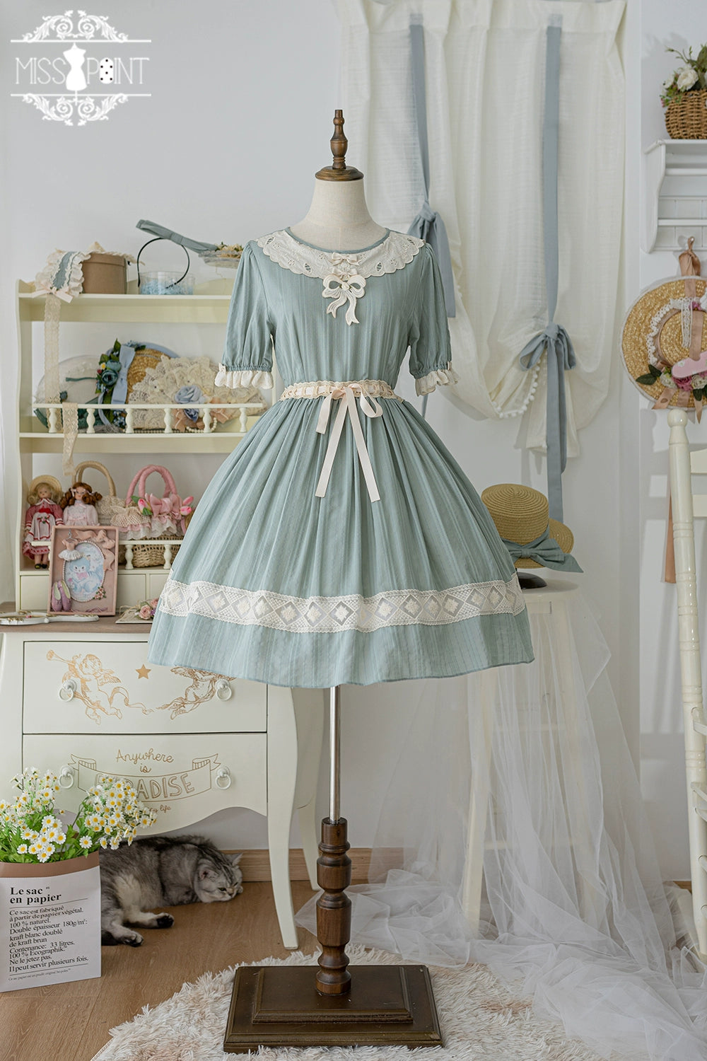 Miss Point~Customized Elegant Lolita OP Dress Cute Daily Girl Short Lolita Dress